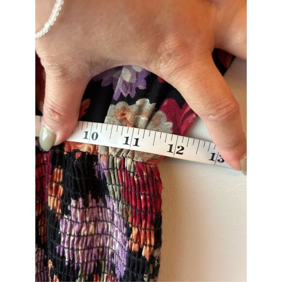 Vintage 80's Dennis Goldsmith Floral Smocked Waist Midi Dress sz 14 Grandmacore, - Picture 9 of 11